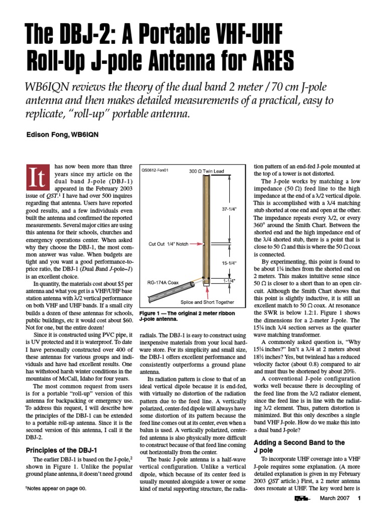 The DBJ2 A Portable VHFUHF RollUp JPole Antenna For ARES PDF