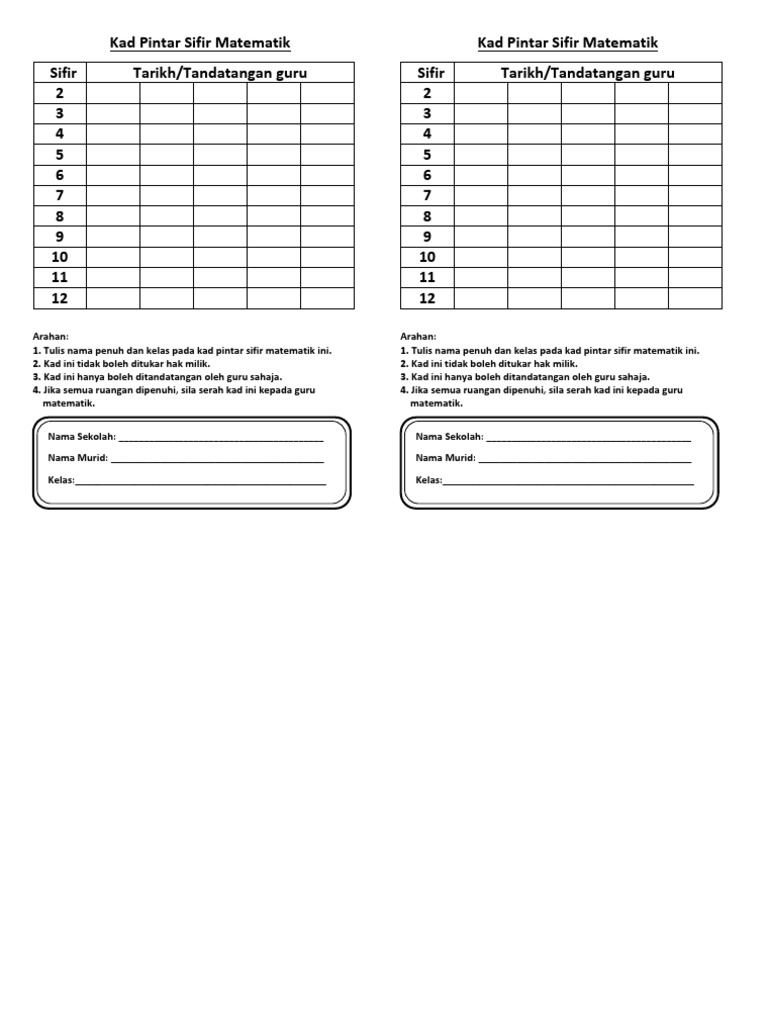 Kad Pintar Sifir 2019 Pdf