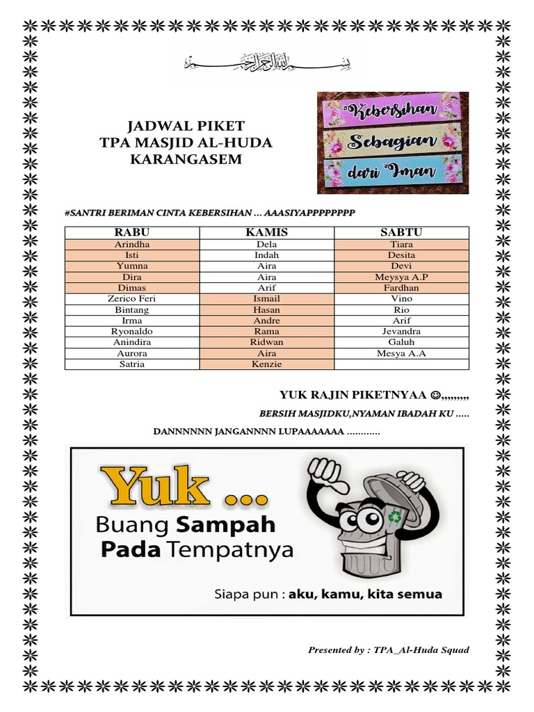 Jadwal Piket Tpa Al Huda Pdf