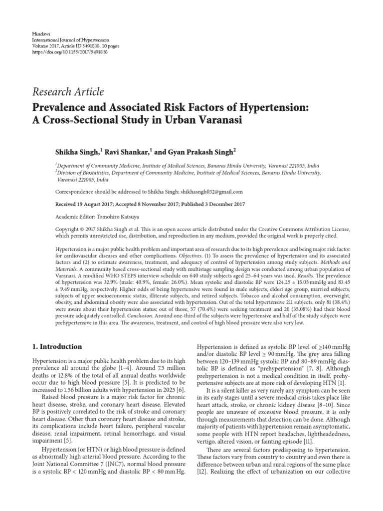 Prevalence and Associated Risk Factors of Hypertension | PDF ...