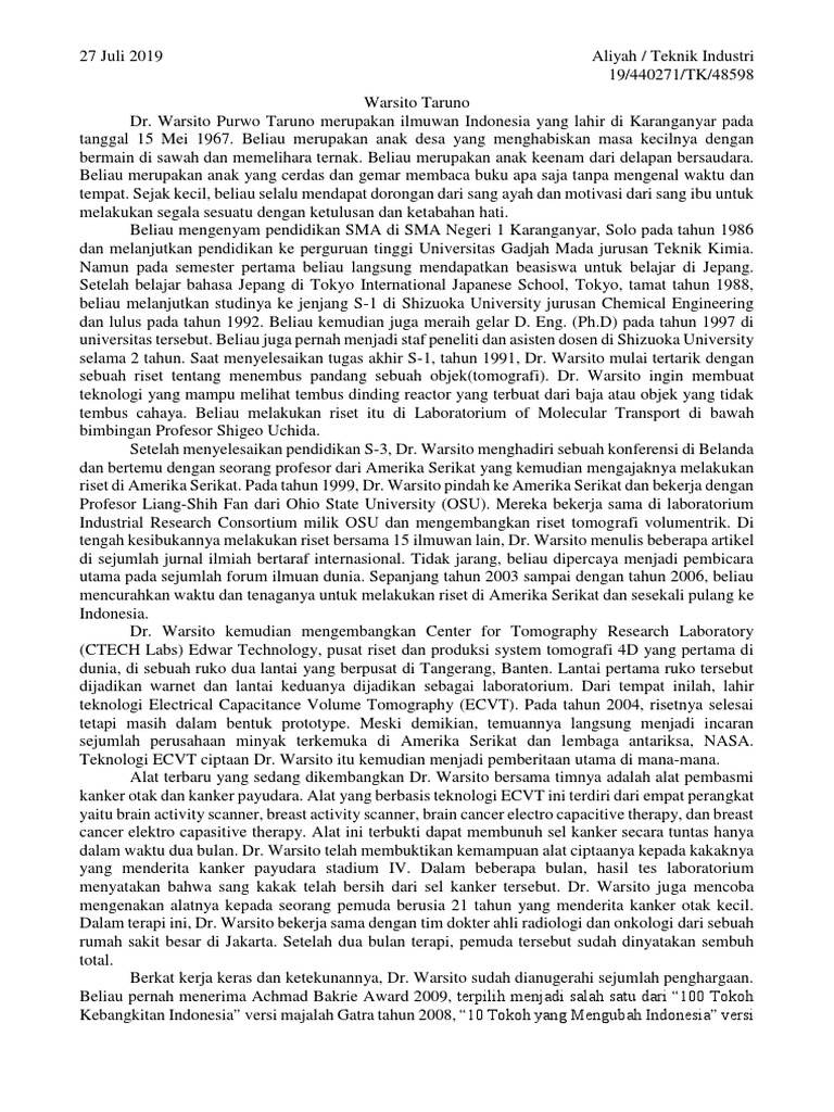 Biografi Dr. Warsito Taruno, Penemu ECVT | PDF | Sains & Matematika