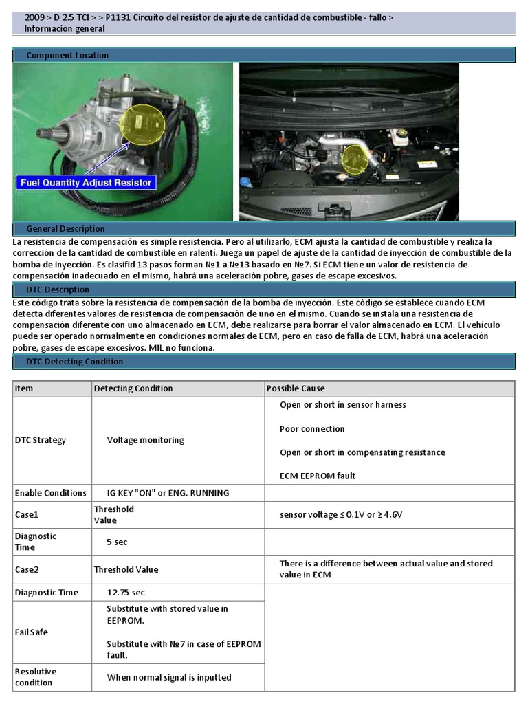 Fallos DTC P1120 y P1131 en Hyundai | PDF | Resistor | Conector eléctrico