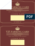 VIP Parking Card: License Plate