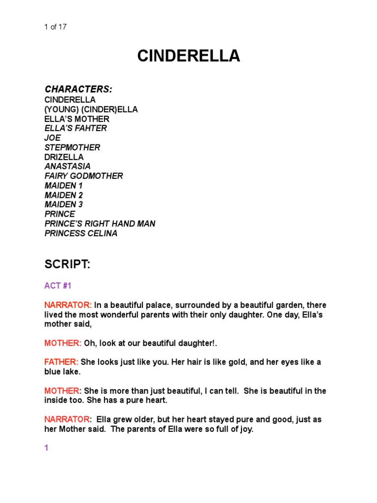 Cinderella Youth Edition Script | PDF | Cinderella