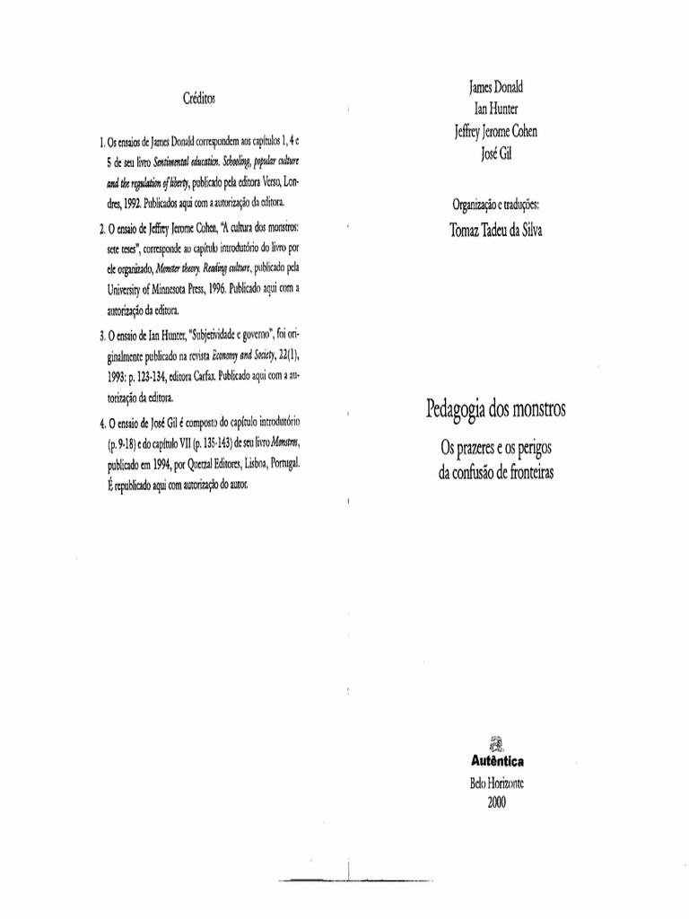 COHEN, Jeffrey Jerome, A Cultura Dos Monstros Sete Teses PDF | PDF