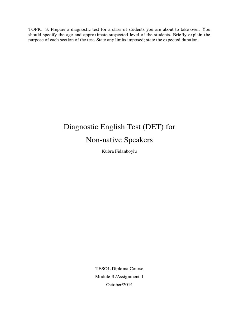 Diagnostic English Test for Non-Natives | PDF | Vocabulary | Test ...