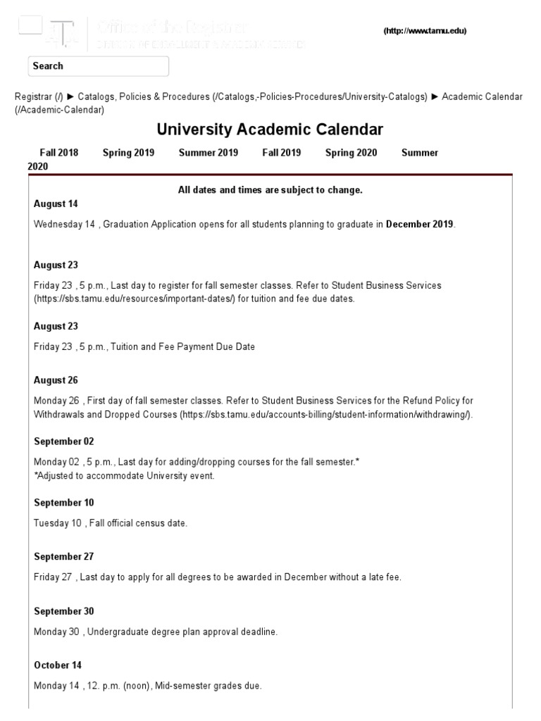 Calendar Academic Pdf Academic Term Educational Institutions