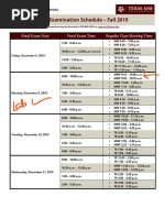 Fall 2019 Final Exam Schedule