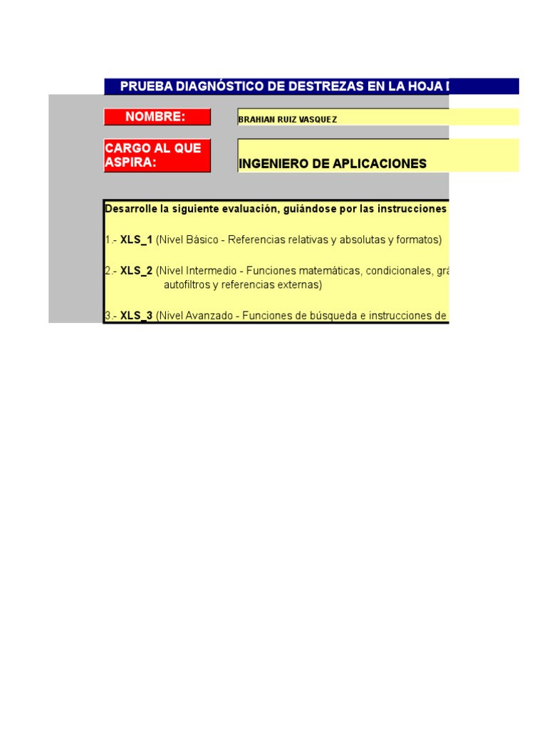 Prueba Excel Pdf Microsoft Excel Hoja De Cálculo