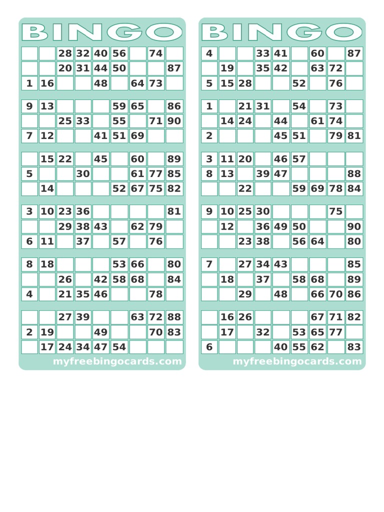 1-90 british bingo cards | pdf