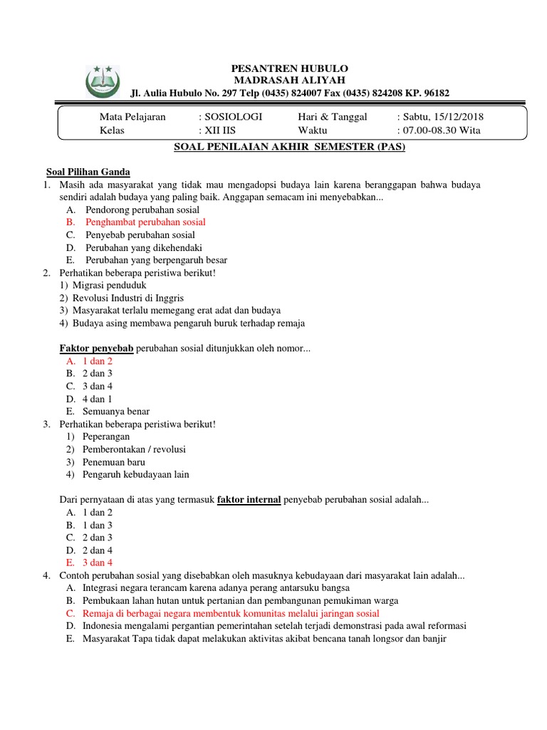Sosiologi Kelas Xii Iis Docx
