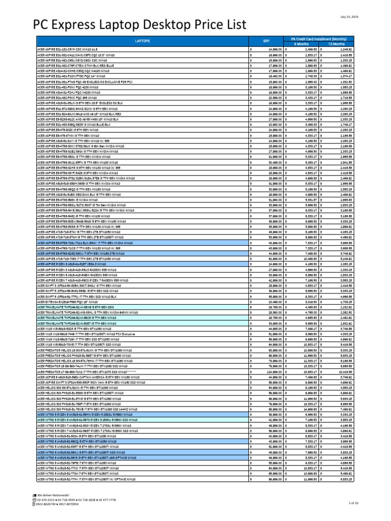 20190723 PC Express Laptop and Desktop Price List PDF Office