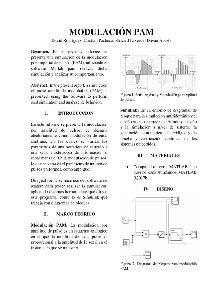 Simulación y Análisis de Modulación PAM | PDF | Matlab | Modulación