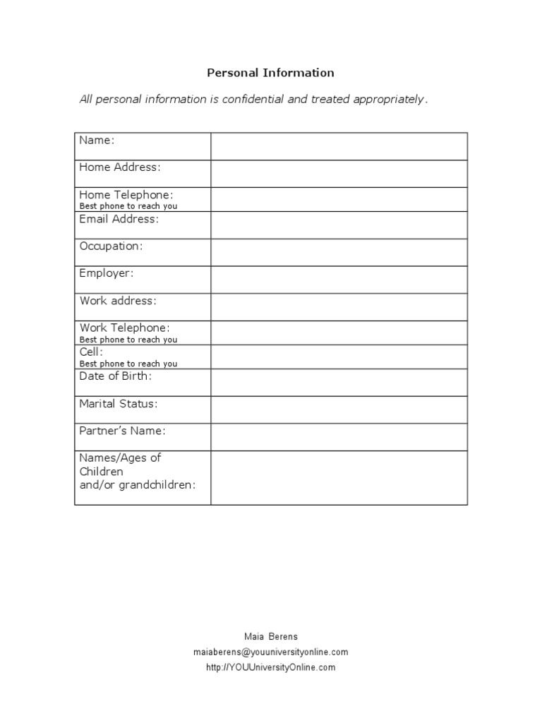 Personal Information Revision 2 | PDF