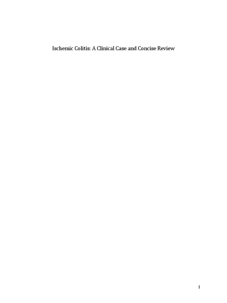 Ischemic Colitis A Clinical Case and Concise Review PDF Medical
