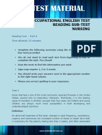 Oet Test Material: Occupational English Test Reading Sub-Test Nursing