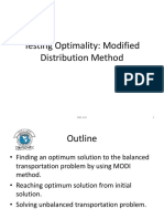 Testing Optimality Modified Distribution Method