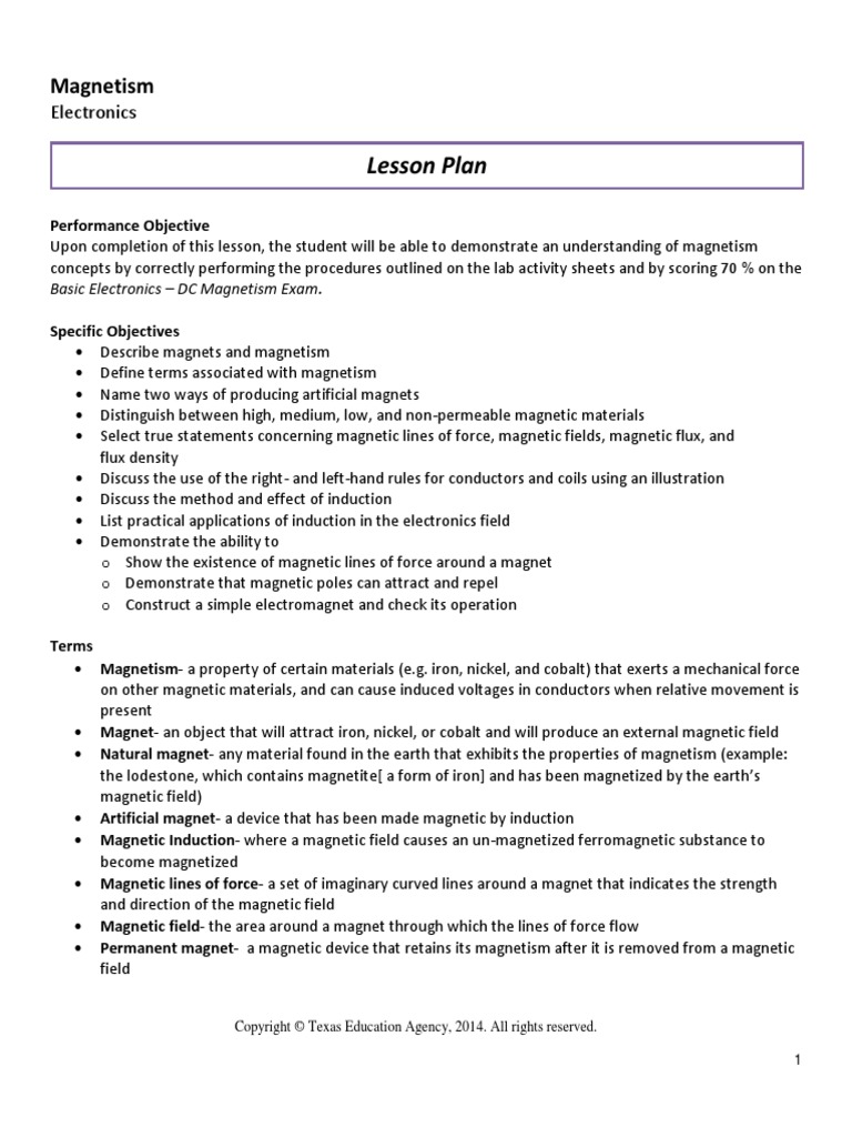 Lesson Plan: Magnetism | PDF | Magnetic Field | Magnet