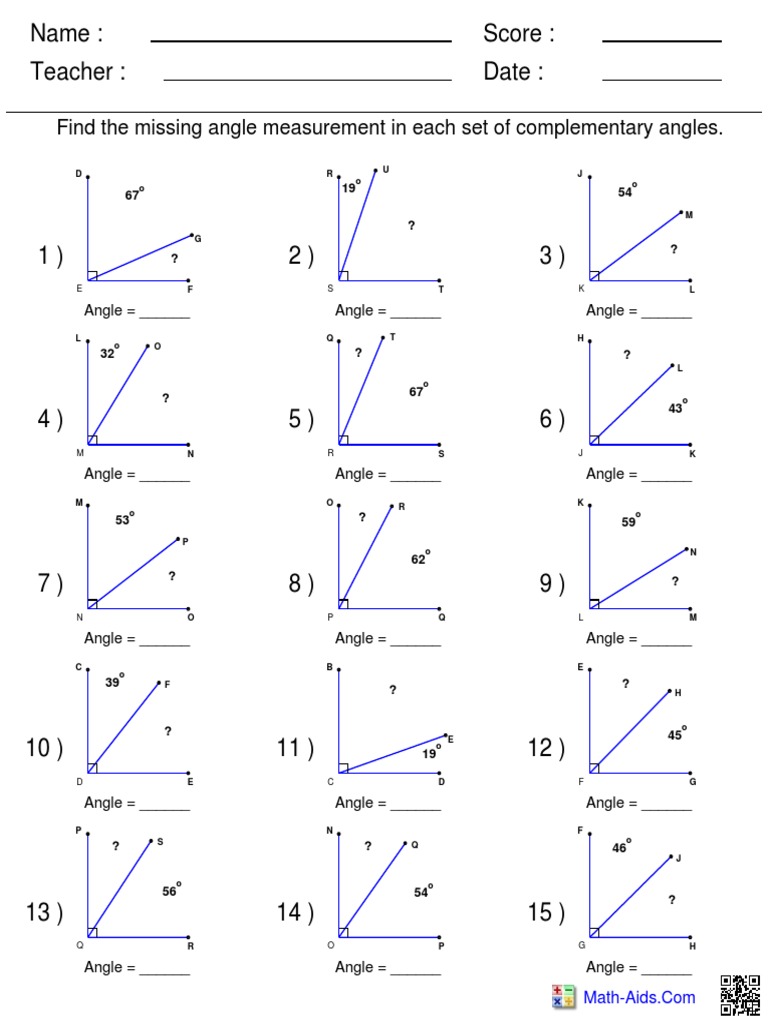 Complementary Angles 1 Angle Trigonometry