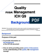 Quality Risk Management Ich Q9: Background
