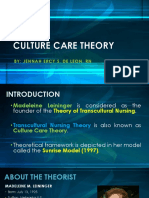 Culture Care Theory: By: Jennah Ercy S. de Leon, RN