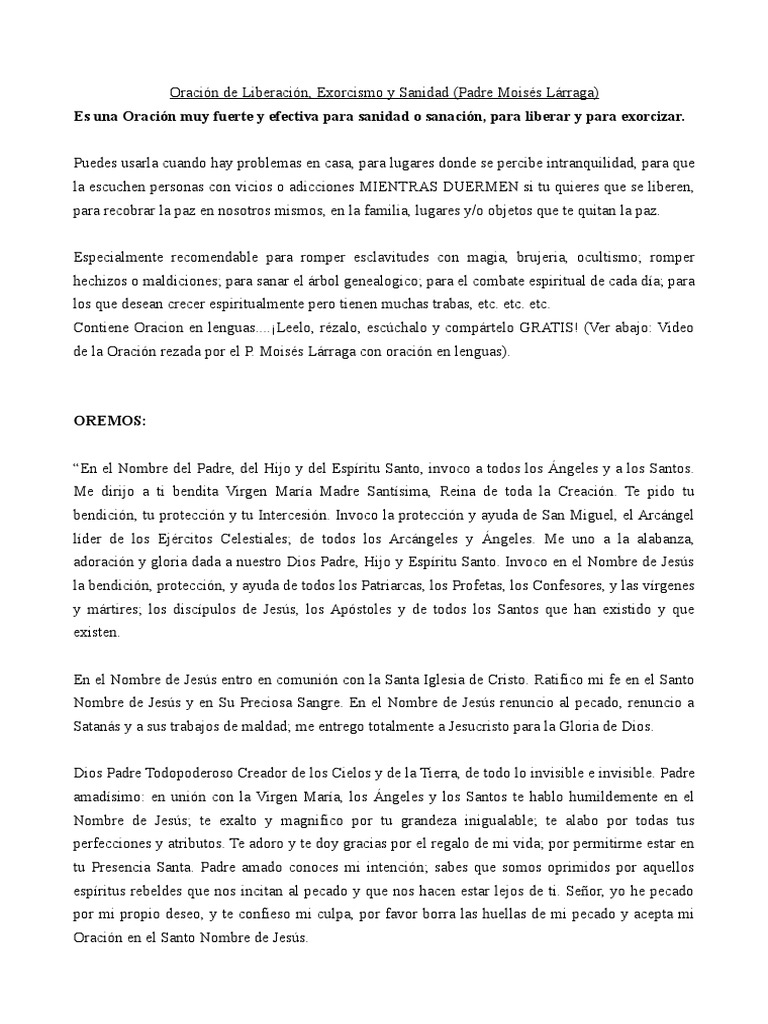 Oración de Liberación y Exorcismo | PDF | Oración | Cristo (título)