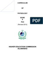 HEC Curricilum of Physiology BS/MS and PhD.