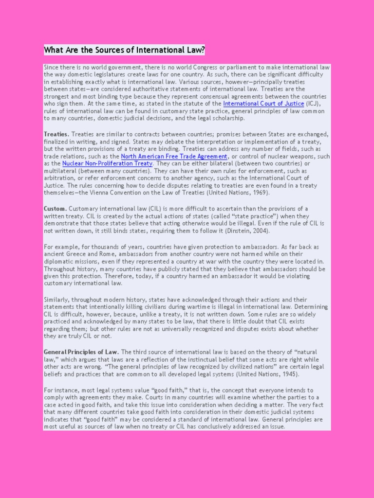 What Are The Sources of International Law | PDF | International Law ...