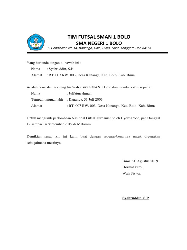 Download 87+ Contoh Surat Izin Sekolah Futsal Terbaik Gratis