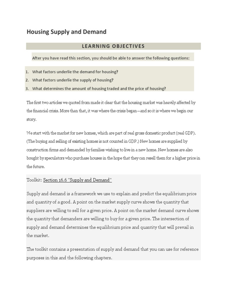 Housing Market Supply and Demand Analysis | PDF | Supply And Demand ...