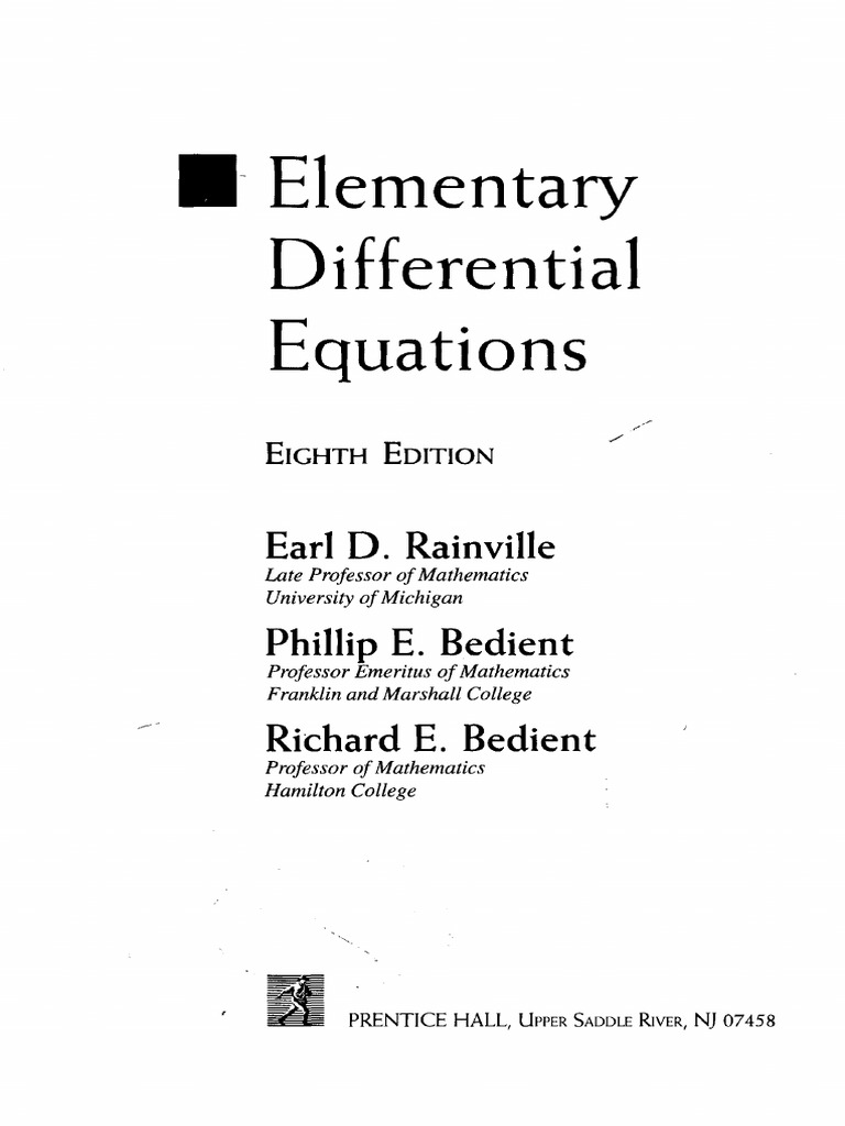 Elementary differential equations earl d rainville pdf fourier