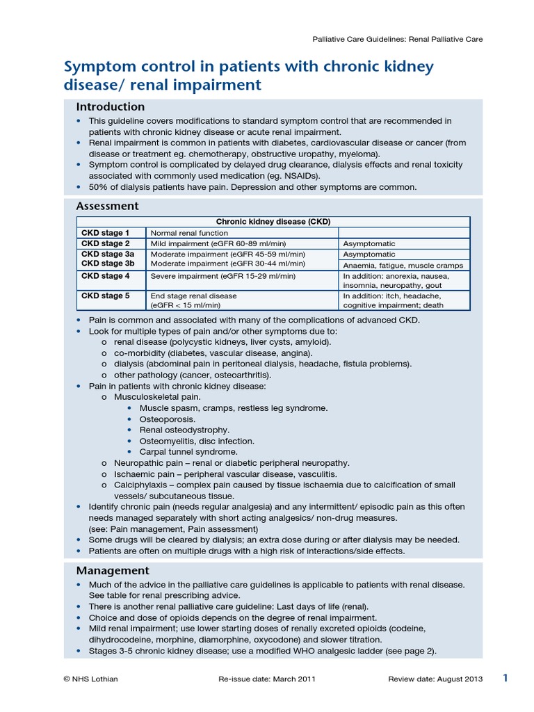 RenalPalliativeCarefinal Mar 2011 | PDF | Chronic Kidney Disease ...