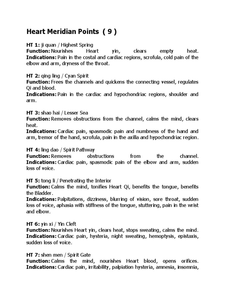 Heart Meridian Points PDF Heart Human Anatomy