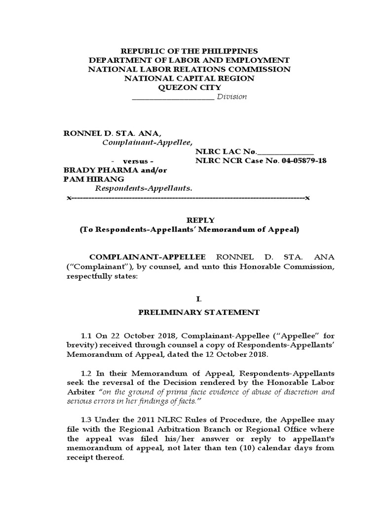 Reply To Memorandum of Appeal | PDF | Damages | Appeal