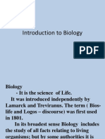 Introduction to Biology - Subdivisions and Characteristics