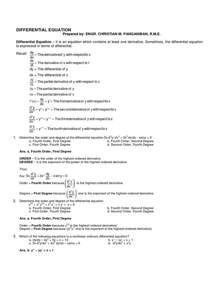 Differential Equation Derivative Nonlinear System