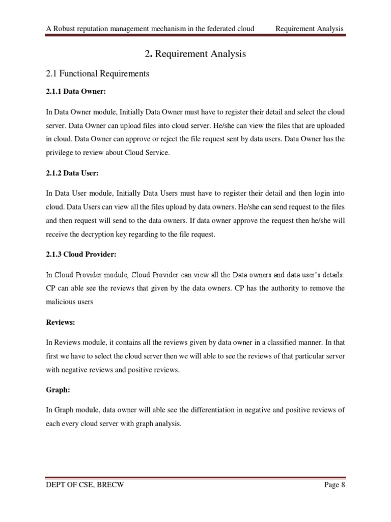 Requirement Analysis: 2.1 Functional Requirements | PDF | Cloud ...