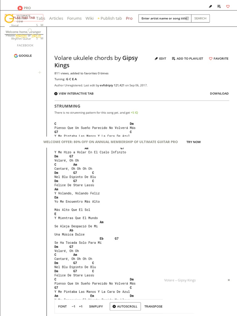 Volare Ukulele By Gipsy Kings Pdf Mass Media Musical Forms