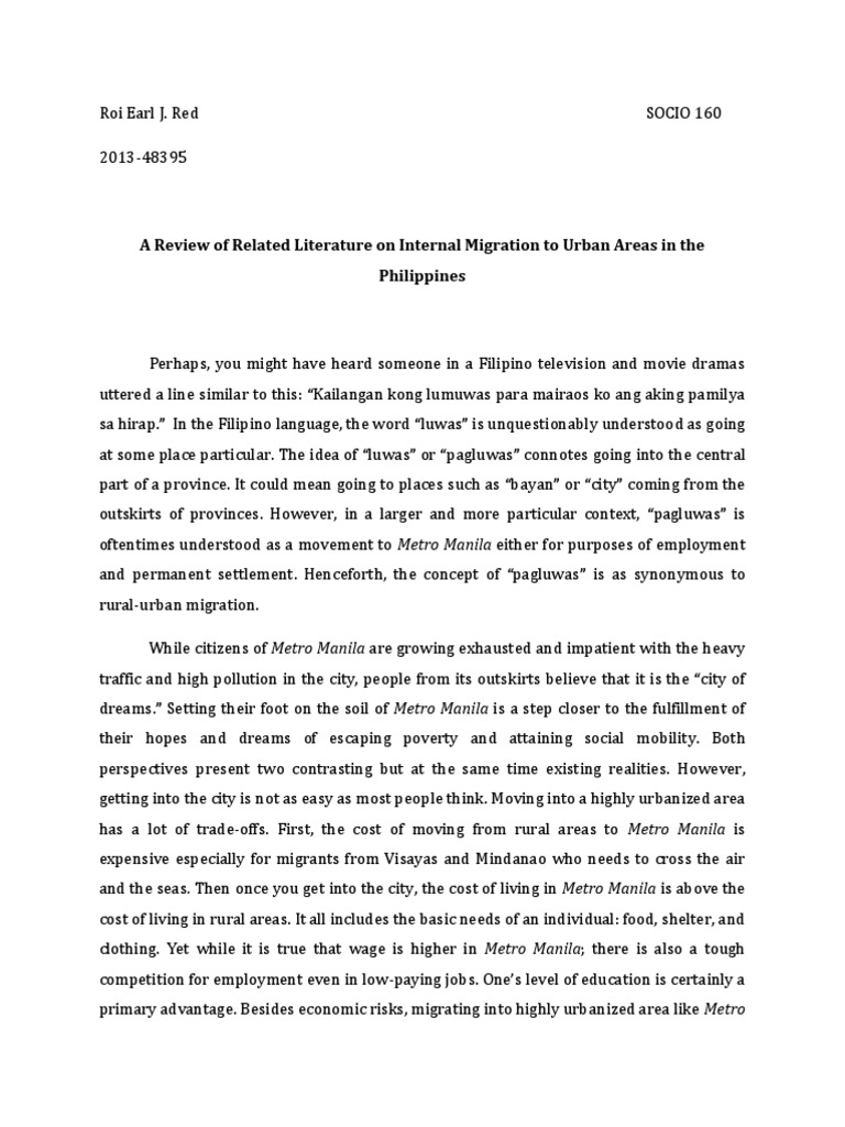 Rural-Urban Migration in the Philippines | PDF | Immigration | Migrant ...