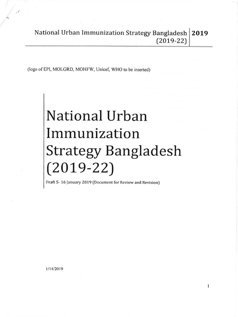 National Urban Immunization Strategy Bangladesh 2019 22 Pdf
