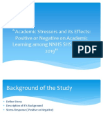 'Academic Stressors and Its Effects: Positive or Negative On Academic Learning Among NNHS SHS SY.2018-2019