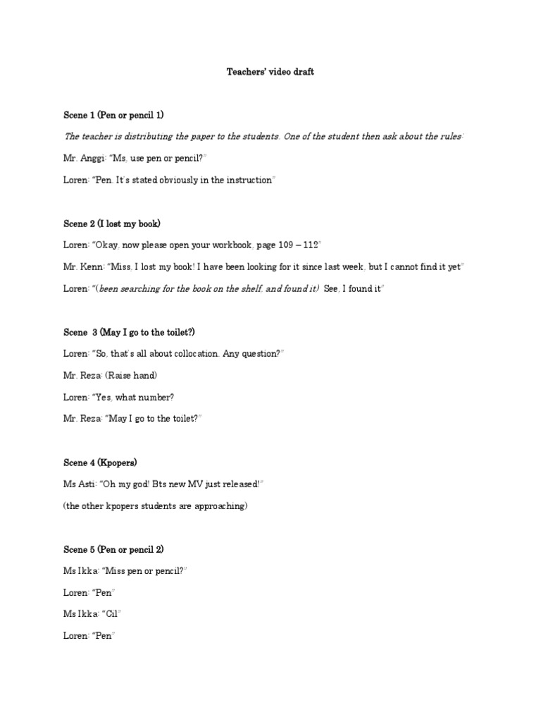 Teachers' Video Draft | PDF