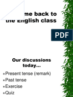 Welcome Back To The English Class