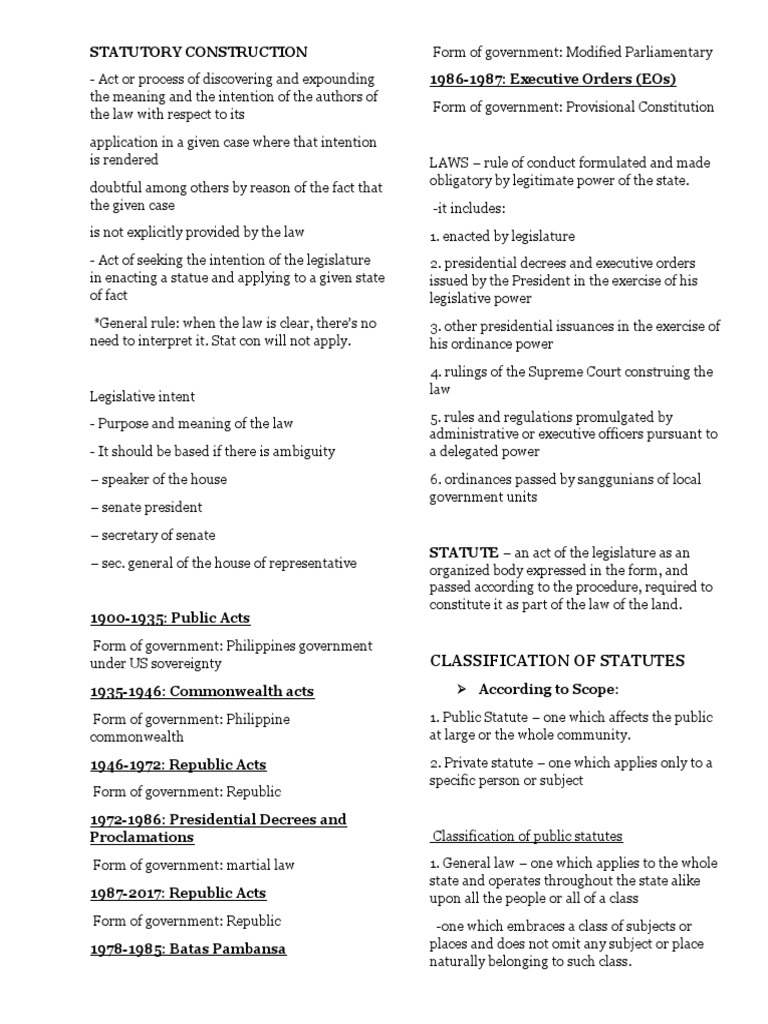 Classification of Statutes PDF Statutory Interpretation Repeal