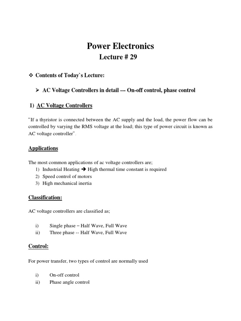 Power Electronics Lecture 29 PDF Power (Physics) Electrical