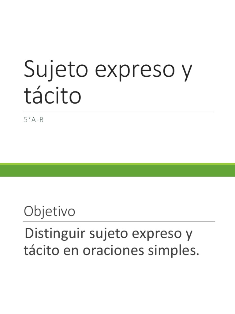 Sujeto Expreso Y Tácito Pdf