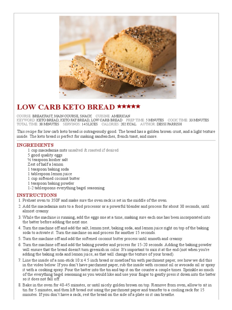 Low Carb Keto Bread PDF | PDF | Baking | Breads