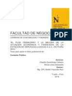 Plan Financiero para Una Empresa de Venta de Combustible