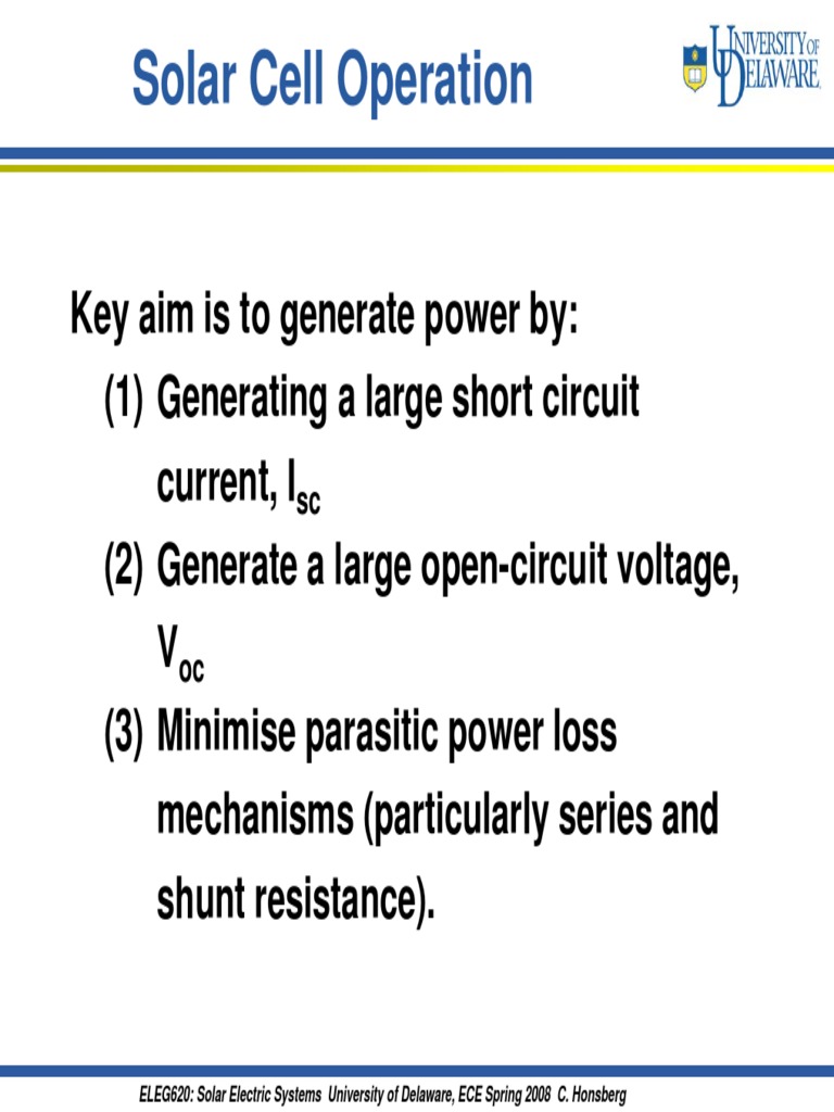 05 Solar Cell Operation Pdf Solar Cell Band Gap