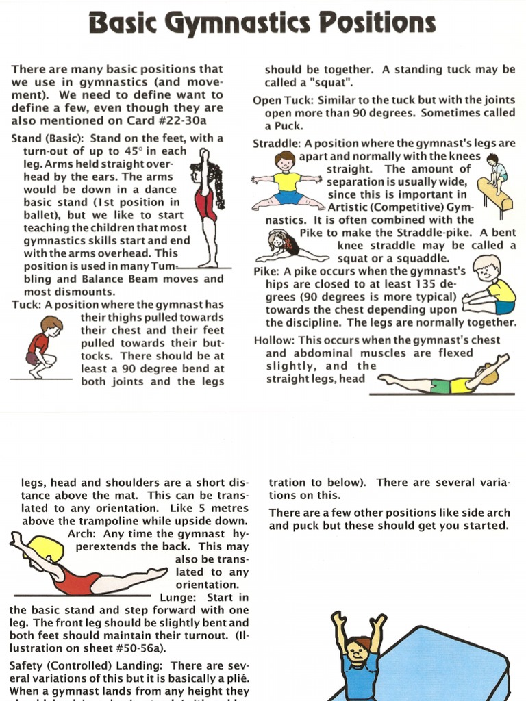 BasicGymnasticPositions PDF | PDF | Gymnastics | Anatomical Terms Of Motion